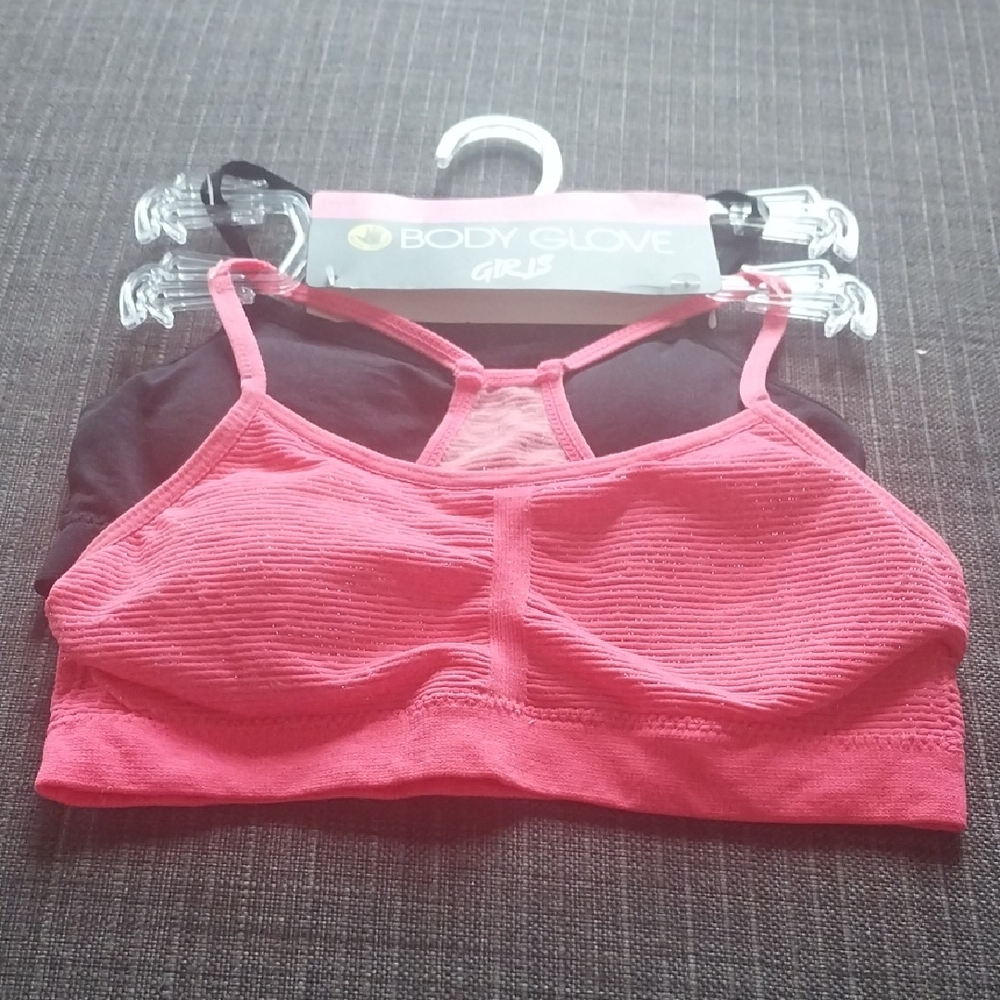Body Glove Girls Pink and Black 2 Pack Seamless Bralette With Rrmovable Cups